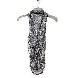 Free People Black White Zebra Print Coco Tank  Top Blouse NWT